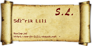 Sárik Lili névjegykártya